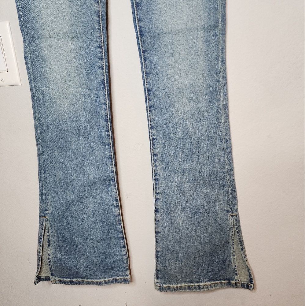 NWT Blank NYC Split Hem Mini Flare Hoyt Medium Wash Jeans Stretch Denim Size 24 - Picture 14 of 14